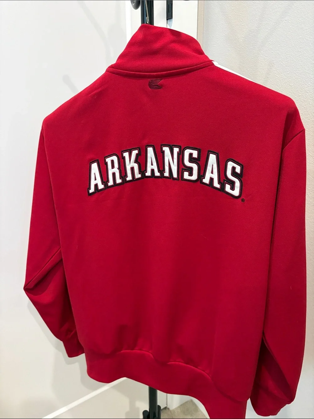 NCAA Arkansas Razorbacks Men's Red White Zip-Front Track Jacket - Large